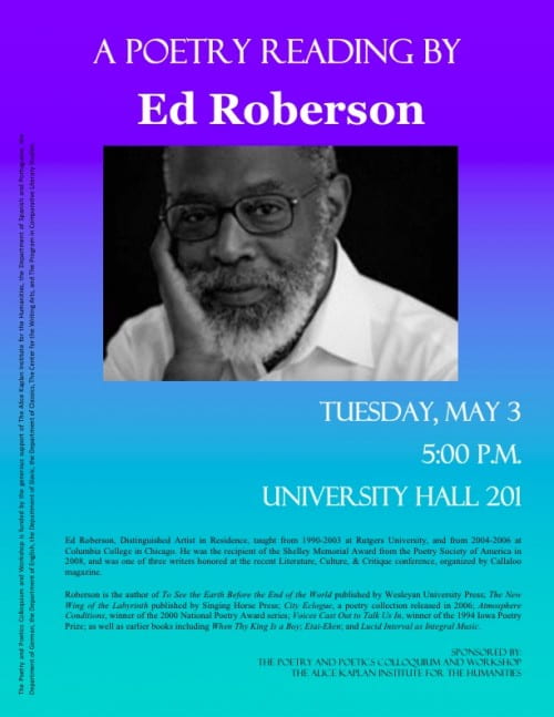 A Poetry Reading by Ed Roberson, Tuesday, May 3rd 2011