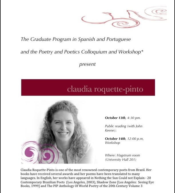 Workshop: On Roquette-Pinto’s Poetic Evolution, October 13th & 14th 2012